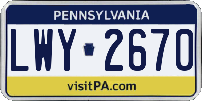 PA license plate LWY2670