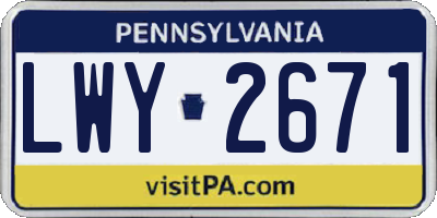 PA license plate LWY2671