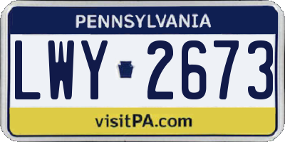 PA license plate LWY2673