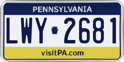 PA license plate LWY2681