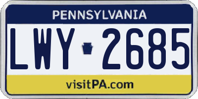 PA license plate LWY2685