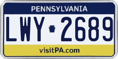 PA license plate LWY2689
