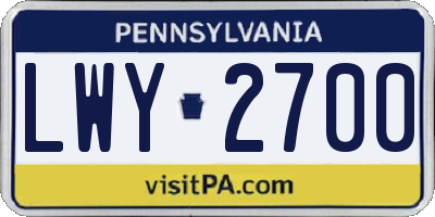 PA license plate LWY2700