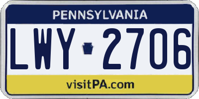 PA license plate LWY2706