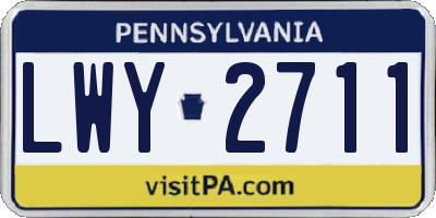 PA license plate LWY2711