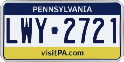 PA license plate LWY2721