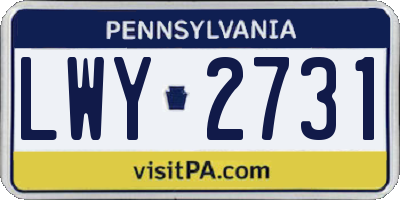 PA license plate LWY2731