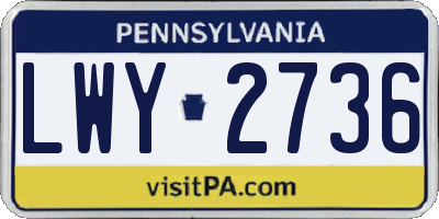 PA license plate LWY2736