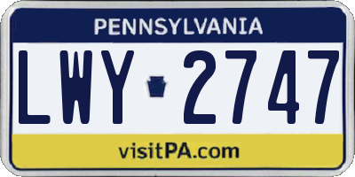 PA license plate LWY2747