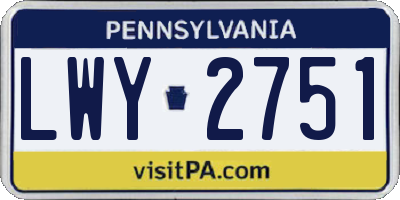 PA license plate LWY2751