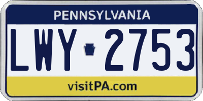 PA license plate LWY2753