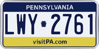 PA license plate LWY2761