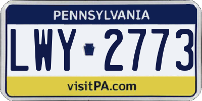 PA license plate LWY2773