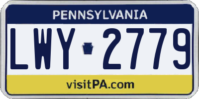 PA license plate LWY2779