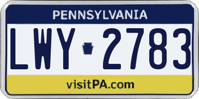 PA license plate LWY2783