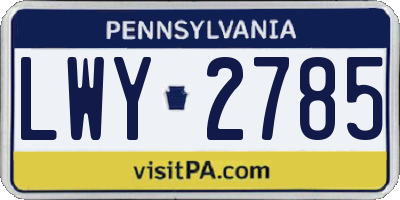 PA license plate LWY2785