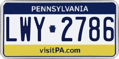 PA license plate LWY2786