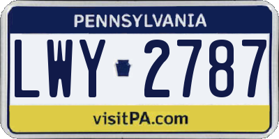 PA license plate LWY2787
