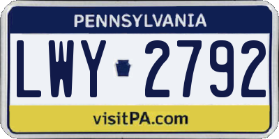 PA license plate LWY2792