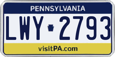 PA license plate LWY2793