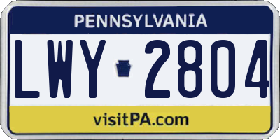 PA license plate LWY2804