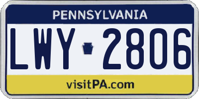 PA license plate LWY2806