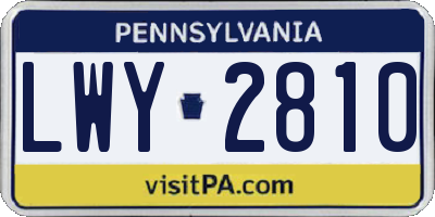 PA license plate LWY2810