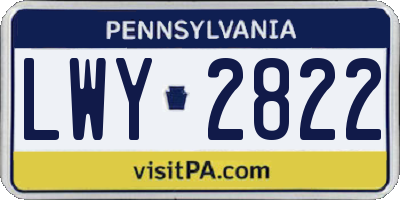 PA license plate LWY2822