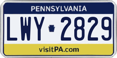 PA license plate LWY2829