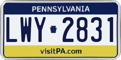 PA license plate LWY2831