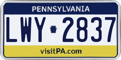 PA license plate LWY2837