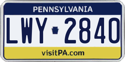 PA license plate LWY2840