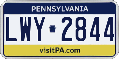 PA license plate LWY2844