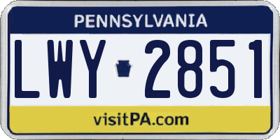 PA license plate LWY2851
