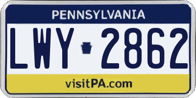 PA license plate LWY2862