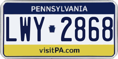 PA license plate LWY2868