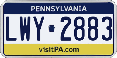 PA license plate LWY2883