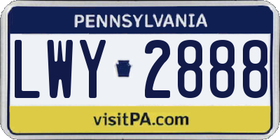PA license plate LWY2888