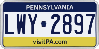 PA license plate LWY2897