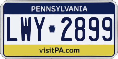PA license plate LWY2899