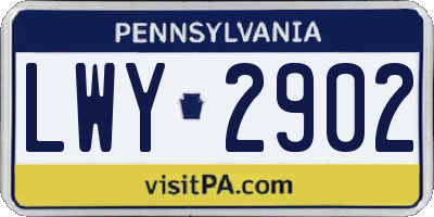 PA license plate LWY2902