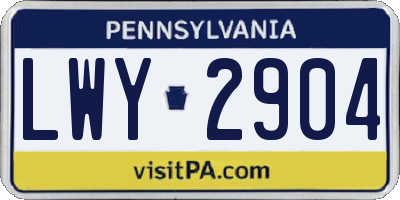 PA license plate LWY2904