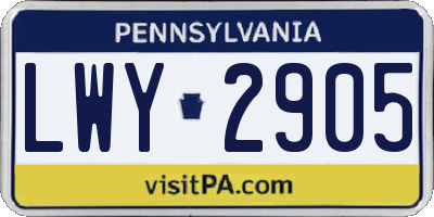 PA license plate LWY2905