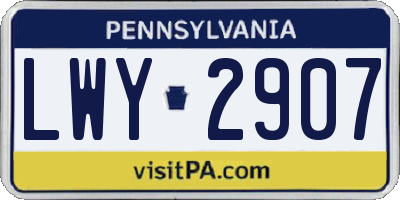 PA license plate LWY2907