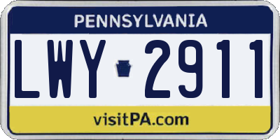 PA license plate LWY2911