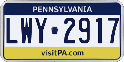PA license plate LWY2917