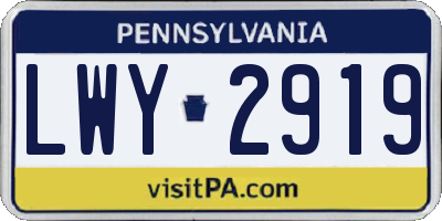 PA license plate LWY2919