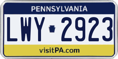 PA license plate LWY2923