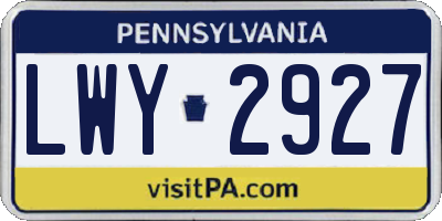 PA license plate LWY2927