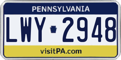 PA license plate LWY2948